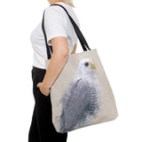 Steely Gaze: Gray Hawk Tote Bag