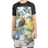 Feathered Floral Elegance: A Cockatiel Portrait Apron