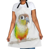 Feathered Elegance: A Green Cheek Portrait Apron