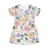 Budgie Floral Elegance T-Shirt Dress