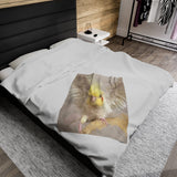 Cockatiel Portrait Velveteen Plush Blanket III