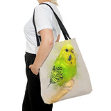 Mellow Meadow: Tranquil Yellow And Green Budgie Delight Tote Bag