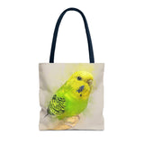 Mellow Meadow: Tranquil Yellow And Green Budgie Delight Tote Bag