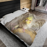 Cockatiel Portrait Velveteen Plush Blanket III