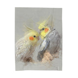 Cockatiel Dialogue Velveteen Plush Blanket