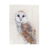 Barn Owl Portrait Velveteen Plush Blanket