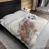 Barn Owl Portrait Velveteen Plush Blanket