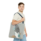 Crisp Cobalt: Dynamic Blue And White Budgie Artistry Tote Bag (AOP)