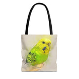 Mellow Meadow: Tranquil Yellow And Green Budgie Delight Tote Bag