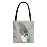 Crisp Cobalt: Dynamic Blue And White Budgie Artistry Tote Bag (AOP)