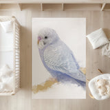 Chirpy Charm: Budgie Portrait Area Rug