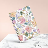 Winged Whispers Floral Spiral Notebook