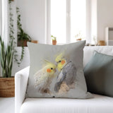 Elegant Cockatiel Duo Pillow