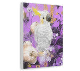 Regal Blooms: Purple Floral Cockatoo Canvas No.1