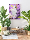 Regal Blooms: Purple Floral Cockatoo Canvas No.1