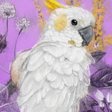 Regal Blooms: Purple Floral Cockatoo Canvas No.2