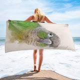 Green Conure Beach Towel