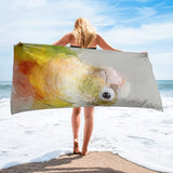 Pineapple Green Cheeked Conure Beach Towel II