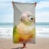 Pineapple Green Cheeked Conure Beach Towel II