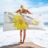 Cockatiel Sunflower Beach Towel