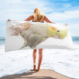 Cockatiel Sunflower Beach Towel V