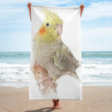 Cockatiel Sunflower Beach Towel V